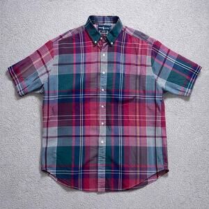 Ralph Lauren Polo Red Plaid Button Up Shirt Mens XL Blake 100 Cotton Classic Fit